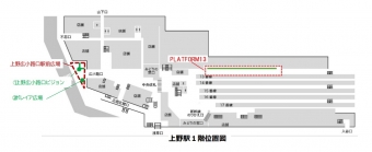 ニュース画像：上野駅1階位置図