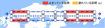 ニュース画像：東海道・山陽新幹線 30日　11時45分現在の状況 - 「東海道新幹線、長引く大雨で東京〜名古屋が運転見合わせに 8月30日」