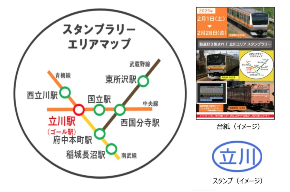 途中下車印”がモチーフ！JR東、「立川エリア スタンプラリー」2月1日