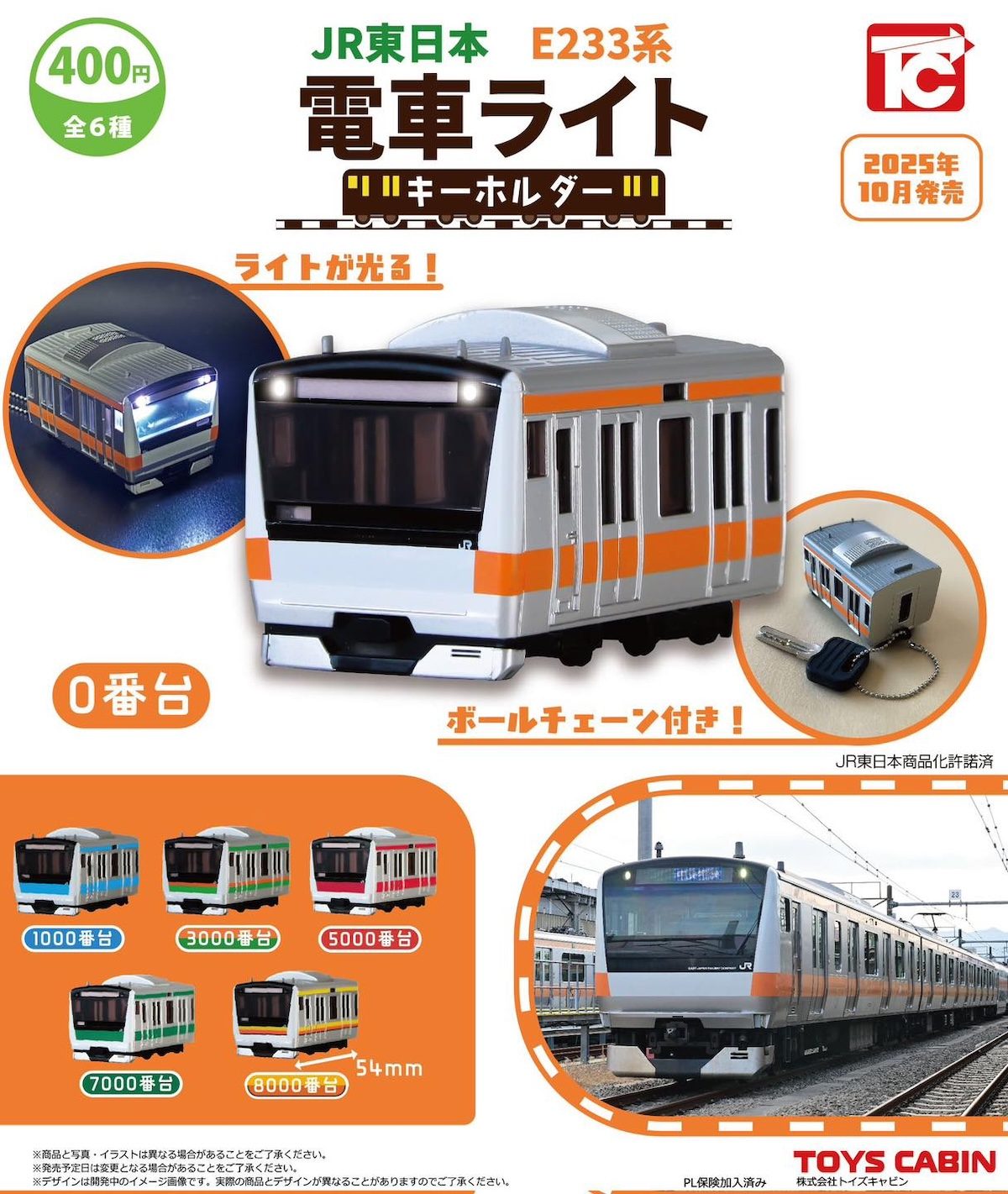 前照灯ピカッ！E233系「電車ライトキーホルダー」がガチャに！ 10月