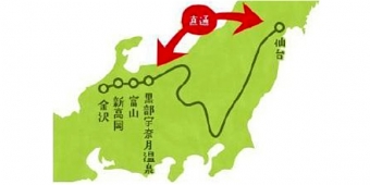 画像：直通運転 イメージ - 「E7系で金沢～仙台間を直通運転、北陸地方発の団体用新幹線が4月に運転」