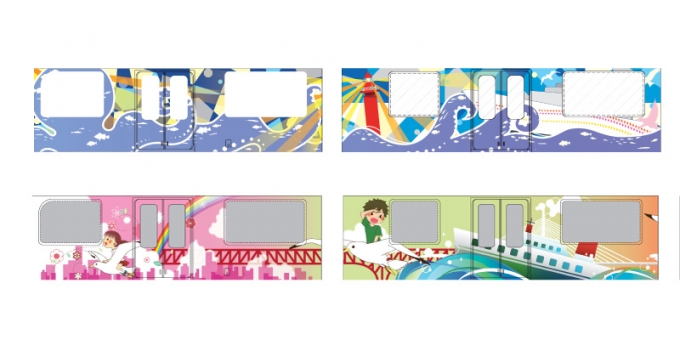 画像：車両デザインのイメージ - 「大阪市交通局、ニュートラム新造車の外観に学生デザインを採用 7月運行開始」