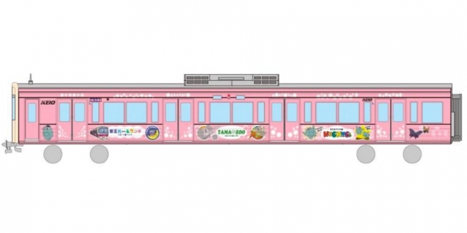 ニュース画像：ラッピングトレイン イメージ - 「京王線、7000系で「京王あそびの森 HUGHUG」オープンを記念したラッピング列車」