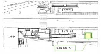 ニュース画像：京成大和田駅 トイレ新設位置 - 「京成電鉄、京成大和田駅に多機能トイレを新設 2月24日から供用開始」