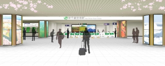 ニュース画像：改札口付近のイメージ図 - 「JR北海道、新千歳空港駅をリニューアル 急増する訪日外国人客に対応」
