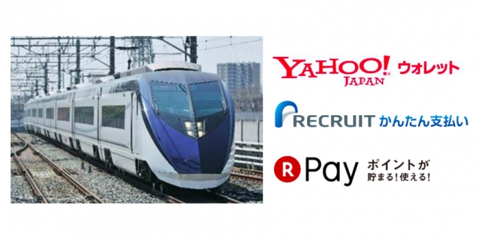 画像：京成スカイライナーと各種ID決済サービスロゴ - 「京成、有料特急列車のチケットレスサービスに各種ID決済サービスを導入」
