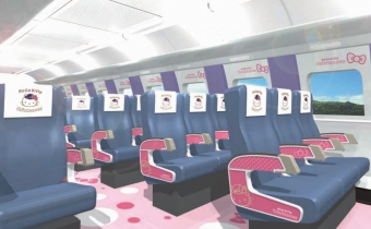 ニュース画像：ハローキティ新幹線 車内のイメージ - 「ハローキティ新幹線、運転開始は6月30日 1番列車は「こだま730号」」