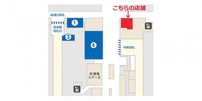 ニュース画像：販売店舗 位置 - 「ギフトキヨスク名古屋桜通口、キースマンハッタン、ユーハイム商品販売へ」