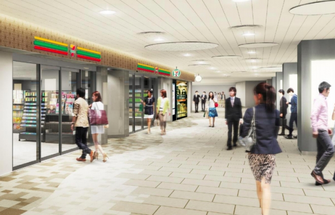 ニュース画像：新宿駅西口地下コンコース内にオープンする提携1号店 イメージ - 「小田急グループの売店、セブン‐イレブンに転換へ 1号店がオープン」