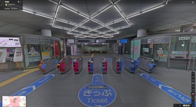 画像：Googleストリートビュー 渋谷駅ヒカリエ２改札付近 - 「東急電鉄、主要駅構内をGoogleストリートビューで公開 9月5日から」