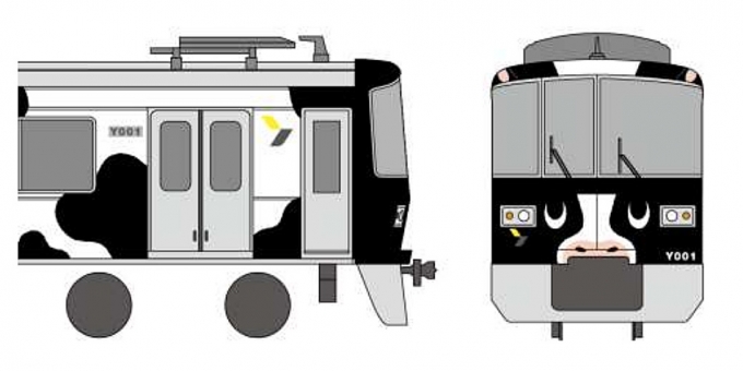 画像：「うしでんしゃ」イメージ - 「東急こどもの国線、ウシのラッピング電車「うしでんしゃ」を運行へ」