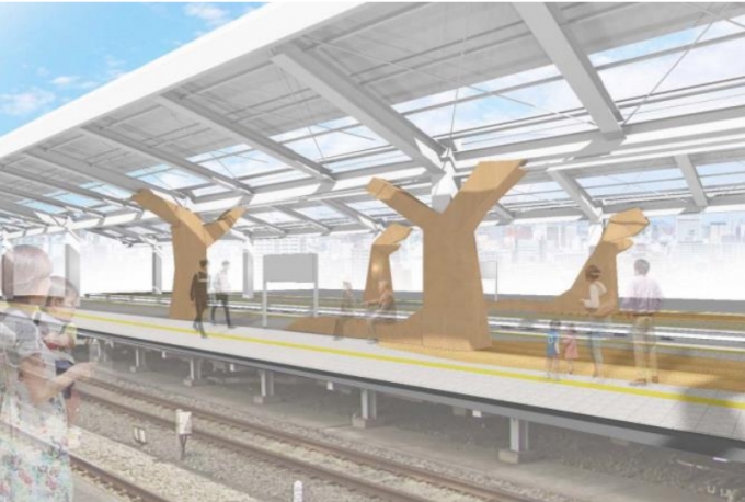 画像：飯能駅 1・2番、3・4番ホーム、特急ホーム完成予想図 - 「西武鉄道、飯能駅のリニューアル工事に着手 2019年春に工事完了予定」