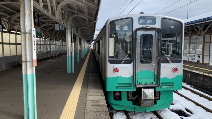 鉄道乗車記録の写真:乗車した列車(外観)(4)     「直江津　着」