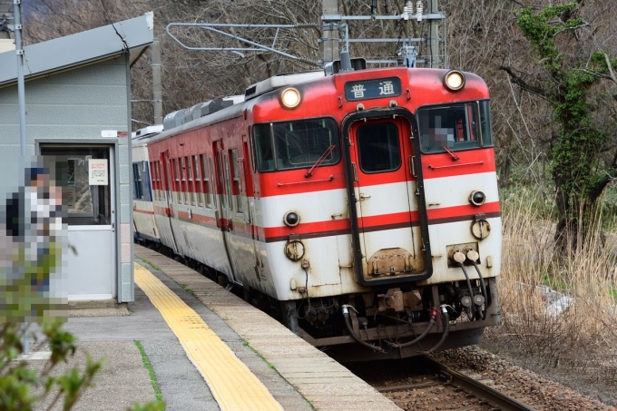 鉄道乗車記録の写真:乗車した列車(外観)(3)        「乗車する828D」