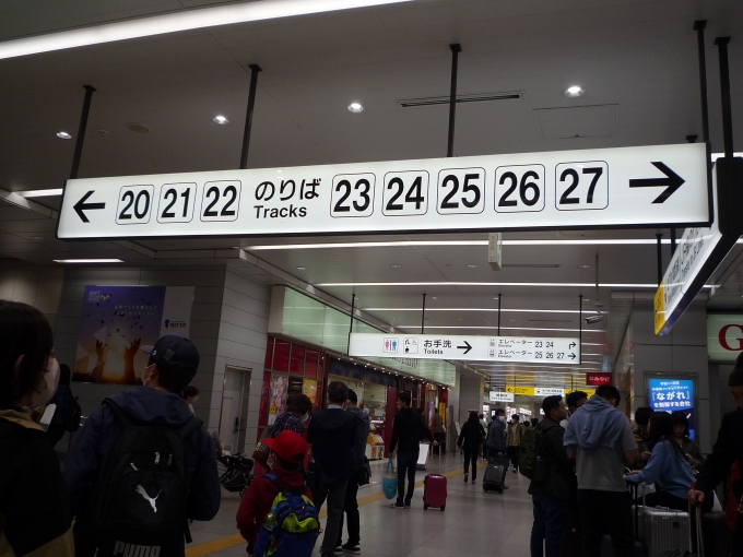 鉄道乗車記録の写真:駅舎・駅施設、様子(2)     「新大阪駅の新幹線ホームは21~27番線。」