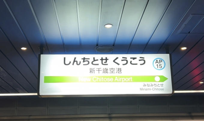 鉄道乗車記録の写真:駅名看板(1)        「JR千歳線　新千歳空港駅　駅名標」