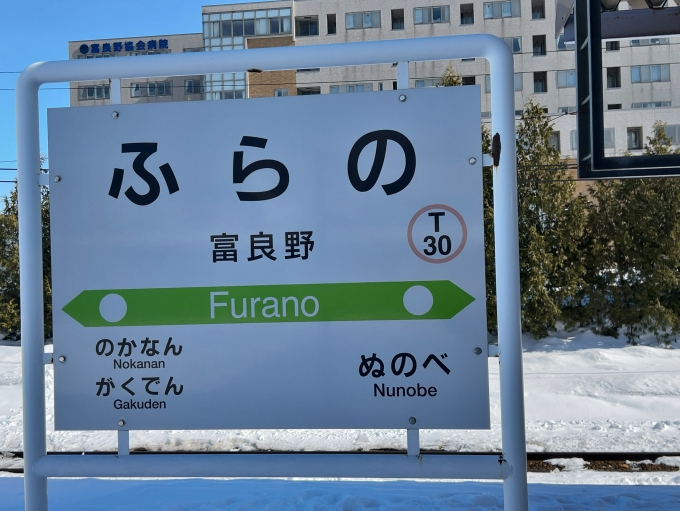 鉄道乗車記録の写真:駅名看板(1)        「JR富良野線　富良野駅　駅名標」