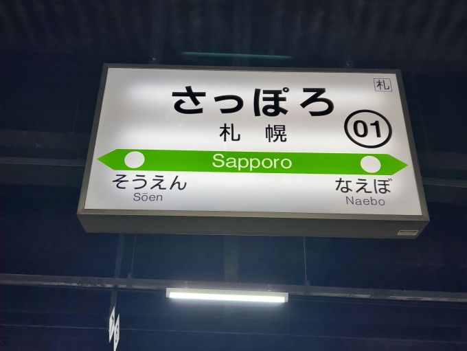 鉄道乗車記録の写真:駅名看板(1)        「JR千歳線　札幌駅　駅名標」