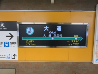 写真:大通駅の駅名看板