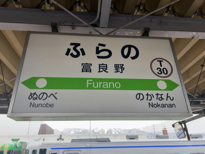 鉄道乗車記録の写真:駅名看板(4)        「JR根室本線　富良野駅　駅名標」