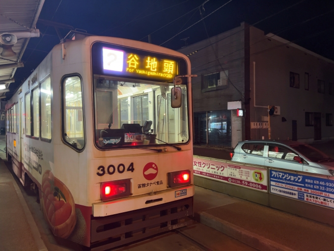 鉄道乗車記録の写真:乗車した列車(外観)(2)        「函館市電2系統　湯の川停留所
谷地頭行き, 3004」