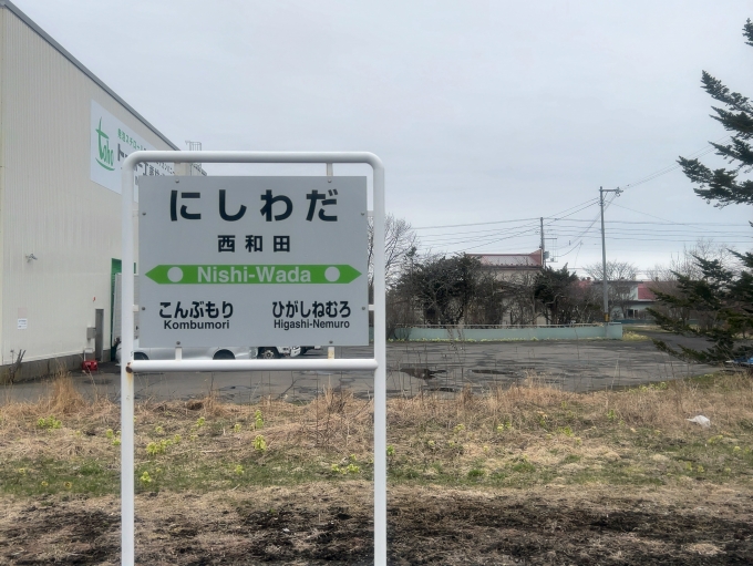 鉄道乗車記録の写真:駅名看板(5)        「JR根室本線　西和田駅　駅名標」