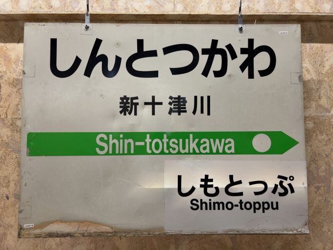 鉄道乗車記録の写真:駅名看板(2)        「JR札沼線　旧新十津川駅　駅名標」
