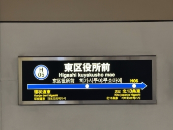 東区役所前駅 写真:駅名看板