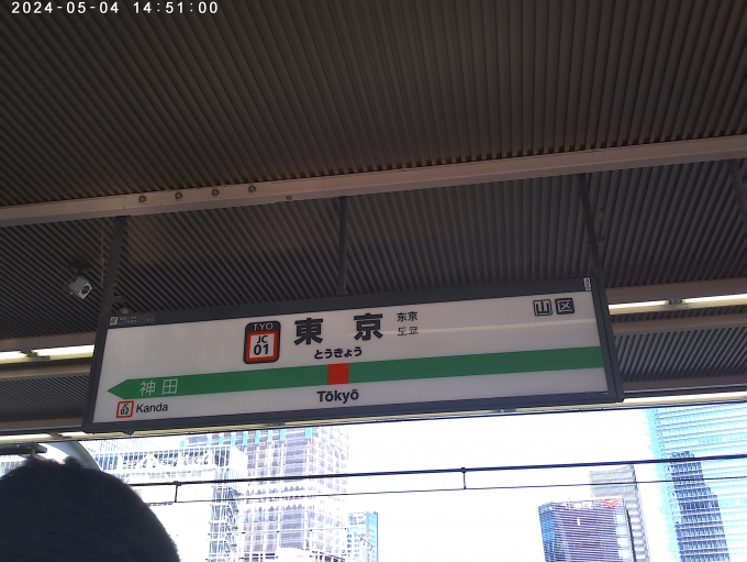 鉄道乗車記録の写真:駅名看板(4)        「東京駅に到着」