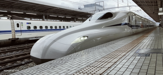 鉄道乗車記録の写真:乗車した列車(外観)(2)     「こちらが JR東海®さんの ロングノーズな N700S   ﾃﾞｽｩｰ
うっひょ～～～～～～！」