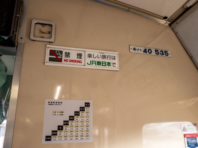 鉄道乗車記録の写真:車内設備、様子(10)        「運賃表は北条鉄道のモノに更新されているけど、その他はJR東日本／五能線の頃のまま。」