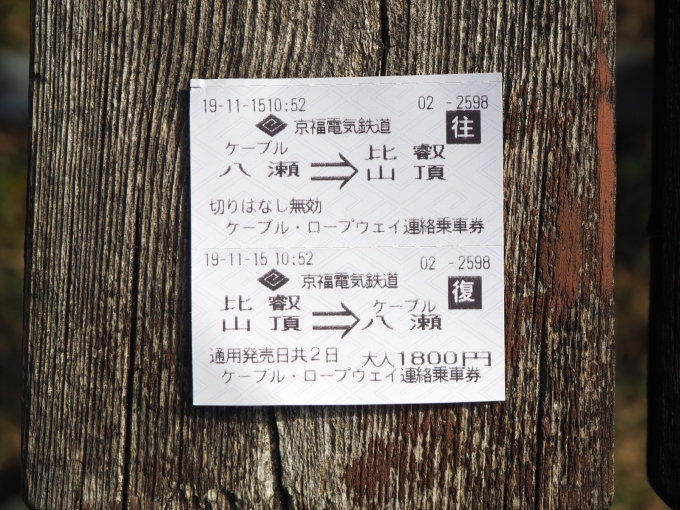 鉄道乗車記録の写真:きっぷ(3)        「ケーブル・ロープウェーの往復切符」