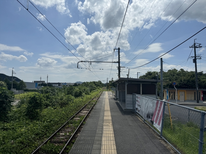 鉄道乗車記録の写真:駅舎・駅施設、様子(2)        「ホームから岡山方を見る」