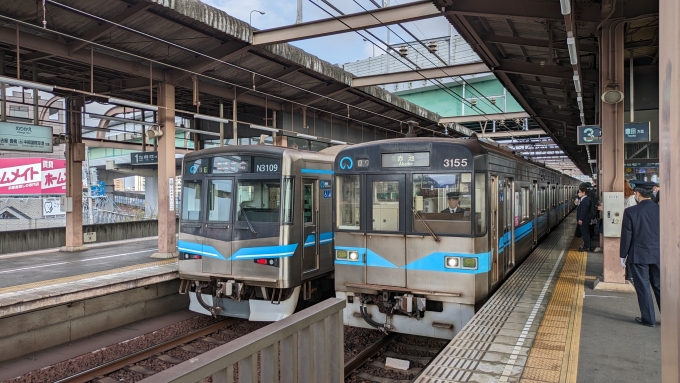 鉄道乗車記録の写真:列車・車両の様子(未乗車)(1)        「名市交鶴舞線同士の2ショットが撮れました。」