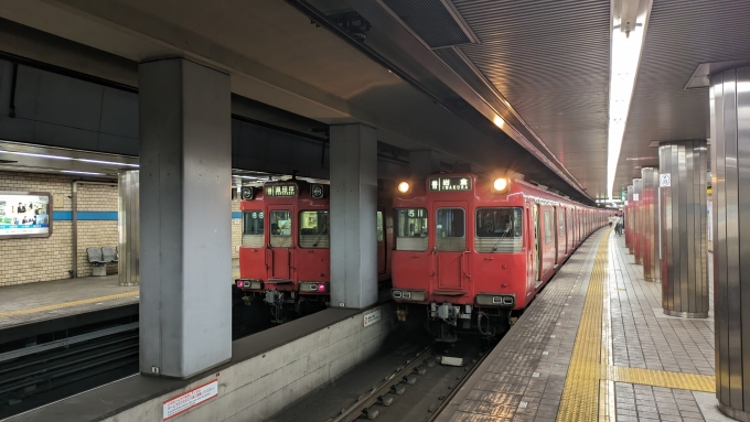 鉄道乗車記録の写真:列車・車両の様子(未乗車)(3)        「名鉄同士！そして方向幕は名鉄の駅！最高かよ！！」