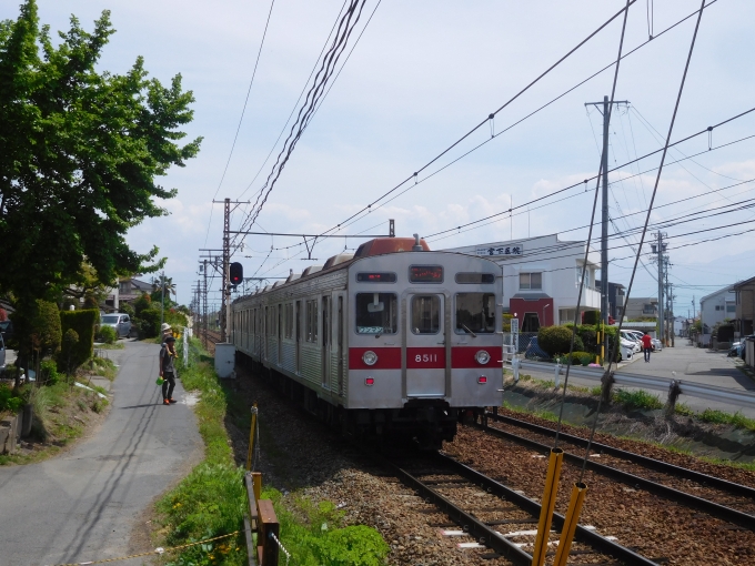 鉄道乗車記録の写真:乗車した列車(外観)(1)     「長野電鉄8500系のトップナンバーです。」