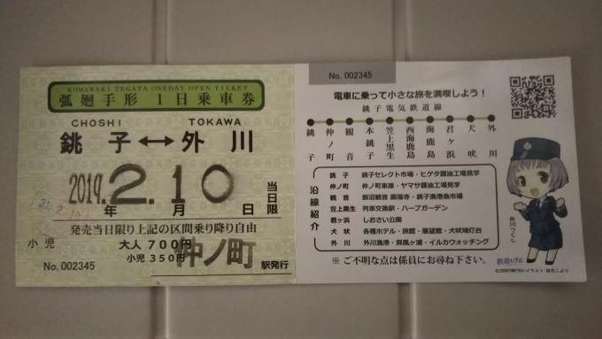 鉄道乗車記録の写真:きっぷ(3)        「使用した1日乗車券「弧廻手形」。
※帰宅後に撮影。」