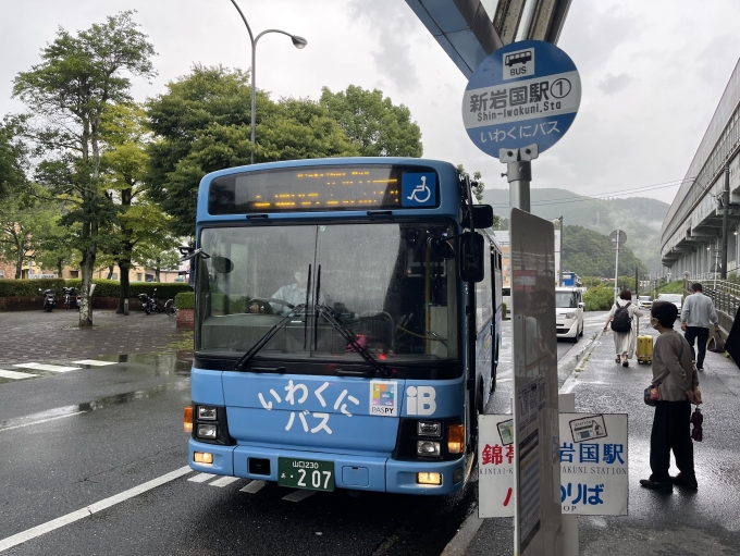鉄道乗車記録の写真:旅の思い出(7)        「新岩国駅にやってきた、岩国駅行きのバス。」
