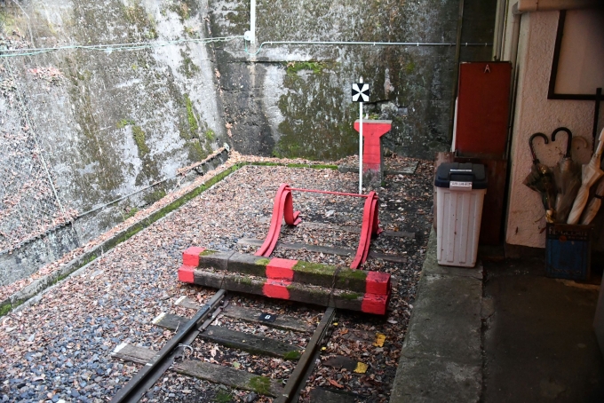 鉄道乗車記録の写真:駅舎・駅施設、様子(1)          「車止めも”高野山”カラー？」