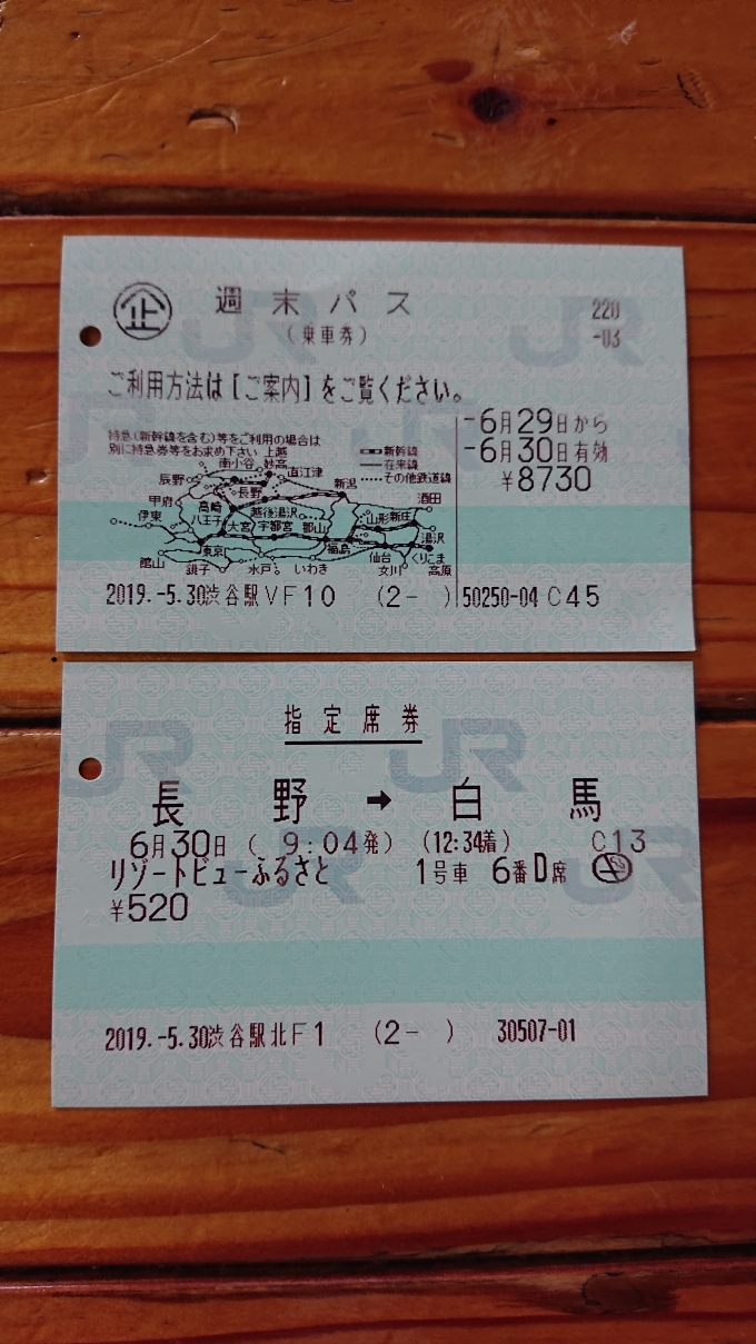 鉄道乗車記録の写真:きっぷ(22)        「週末パスと指定席券」