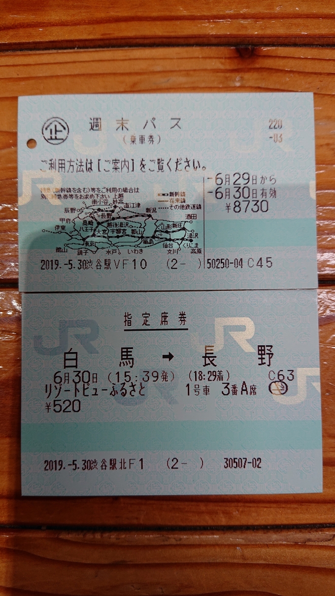 鉄道乗車記録の写真:きっぷ(6)        「週末パスと指定席券」