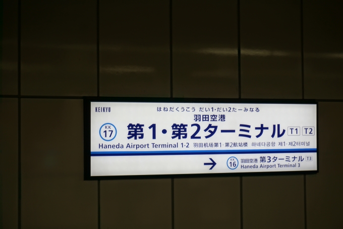 鉄道乗車記録の写真:駅名看板(2)        「羽田空港第1第2ターミナル駅」