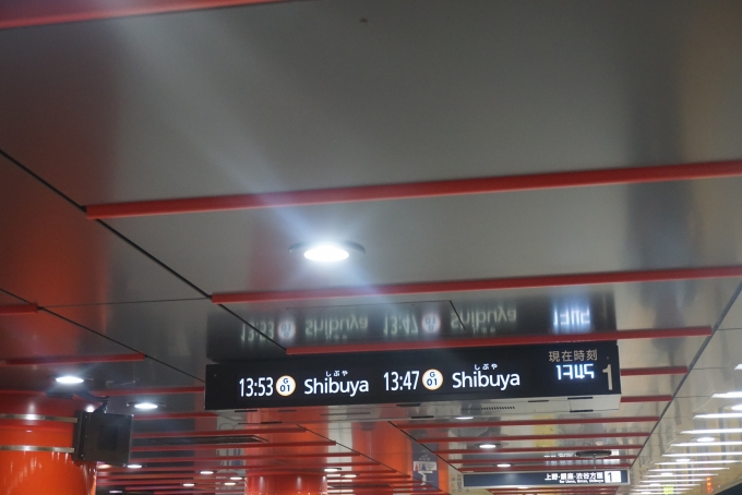 鉄道乗車記録の写真:駅舎・駅施設、様子(3)        「渋谷行き案内」