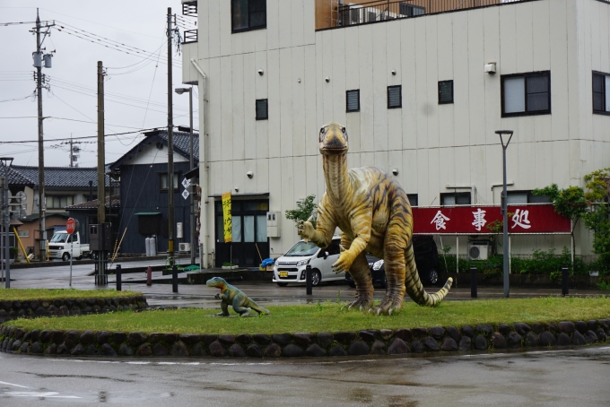 鉄道乗車記録の写真:旅の思い出(18)        「えちぜん鉄道勝山駅にある恐竜像」