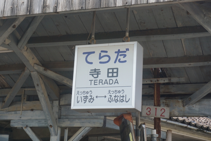 鉄道乗車記録の写真:駅名看板(19)        「寺田駅」