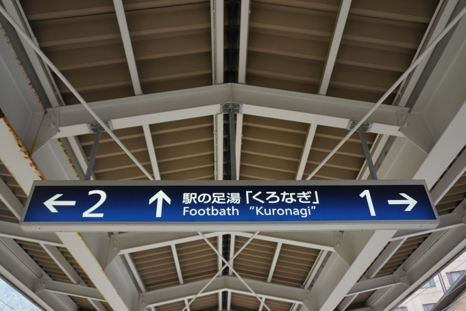 鉄道乗車記録の写真:駅舎・駅施設、様子(5)        「宇奈月温泉駅の足湯くろなぎ」