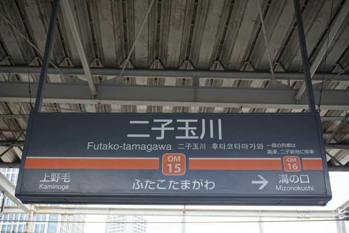 鉄道乗車記録の写真:駅名看板(2)        「大井町線二子玉川駅」