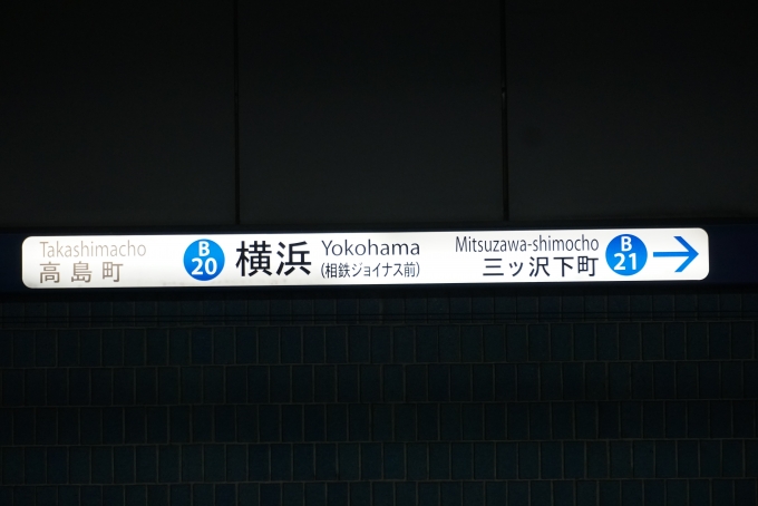 鉄道乗車記録の写真:駅名看板(5)        「ブルーライン横浜駅」