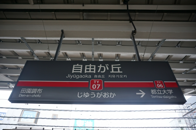 鉄道乗車記録の写真:駅名看板(2)        「東急東横線自由が丘駅」