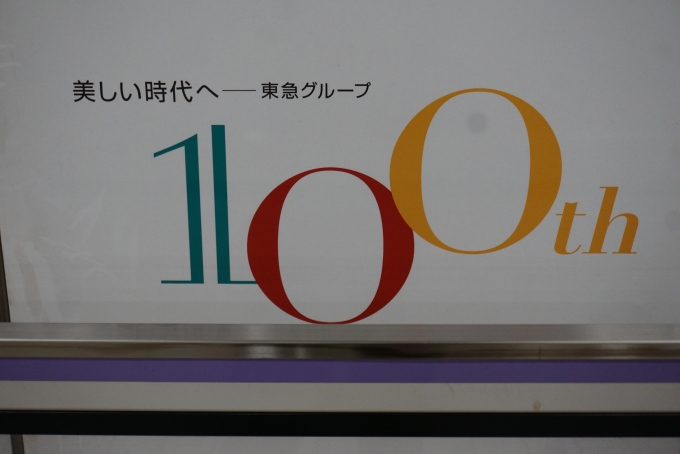 鉄道乗車記録の写真:乗車した列車(外観)(5)        「東急100周年」